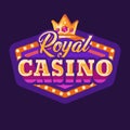 Royal casino purple retro sign flat illustration