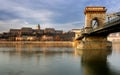 Royal Castle and Chain Bridge in Budapest Royalty Free Stock Photo