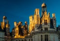 The royal castle Chateau de Chambord at sunset, France Royalty Free Stock Photo