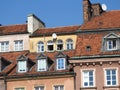 Royal castle, old townhouses in the old town of Warsaw, Poland. Day view Royalty Free Stock Photo