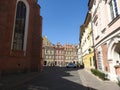 Royal castle, old townhouses in the old town of Warsaw, Poland. Day view Royalty Free Stock Photo