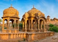 The royal cenotaphs at Bada Bagh in Jaisalmer, Rajasthan, India. Royalty Free Stock Photo