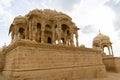 The royal cenotaphs of historic rulers, also known as Jaisalmer Chhatris, at Bada Bagh in Jaisalmer, Rajasthan, India. Cenotaphs Royalty Free Stock Photo