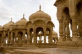 The royal cenotaphs of historic rulers, also known as Jaisalmer Chhatris, at Bada Bagh in Jaisalmer, Rajasthan, India. Cenotaphs Royalty Free Stock Photo