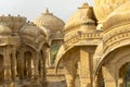 The royal cenotaphs of historic rulers, also known as Jaisalmer Chhatris, at Bada Bagh in Jaisalmer, Rajasthan, India. Cenotaphs Royalty Free Stock Photo