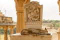 The royal cenotaphs of historic rulers, also known as Jaisalmer Chhatris, at Bada Bagh in Jaisalmer, Rajasthan, India. Cenotaphs Royalty Free Stock Photo