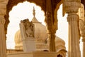 The royal cenotaphs of historic rulers, also known as Jaisalmer Chhatris, at Bada Bagh in Jaisalmer, Rajasthan, India. Cenotaphs Royalty Free Stock Photo