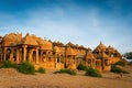 The royal cenotaphs of historic rulers. Jaisalmer, India Royalty Free Stock Photo