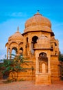 The royal cenotaphs of historic rulers, Jaisalmer, Rajasthan, India. Royalty Free Stock Photo