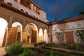 Royal Chamber and Courtyard of the Canal at Generalife Palace of Alhambra at night - Granada, Andalusia, Spain Royalty Free Stock Photo