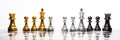 Royal Chess Battle An Intense Faceoff Between Silver And Gold Queen Chess Pieces Set Against A White