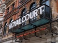 Royal Court Theatre, London, entrance sign and facade. Royalty Free Stock Photo