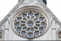 Royal Courts of Justice, gothic style building, rose window on facade, London, United Kingdom Royalty Free Stock Photo