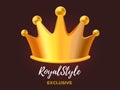 Royal crown award for winner, leadership, champion, event, festival. 3d design of gold crown.
