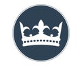 Royal crown in a blue circle on a white background. Illustration for the anniversary of the reign of the English queen. Logo