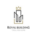 Royal crown building real estate logo and icon design Royalty Free Stock Photo