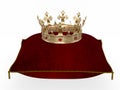 Royal crown on ceremonial pillow 3d rendering