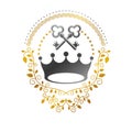 Royal Crown emblem. Heraldic Coat of Arms decorative logo isolated vector illustration. Retro logotype on white background. Royalty Free Stock Photo