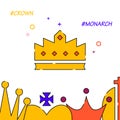 Royal crown filled line icon, simple illustration