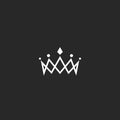 Royal crown logo mockup monogram, jewel tiara princess beauty symbol, thin line design element