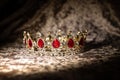 Royal crown with precious stones. Symbol of authority and wealth. Jewellery Royalty Free Stock Photo