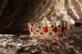 Royal crown with precious stones. Symbol of authority and wealth. Jewellery Royalty Free Stock Photo