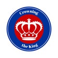 Royal crown on a round red and blue background