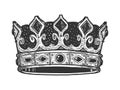 Royal crown sketch engraving vector illustration