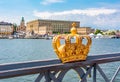 Royal crown and Stockholm old town Gamla S tan, Sweden