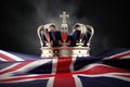 A royal crown with a union jack UK flag. Coronation of the king. Generative ai