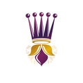 Royal Crown vector illustration. Heraldic design element. Retro style logo. Royalty Free Stock Photo