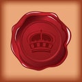 Royal crown wax seal Royalty Free Stock Photo