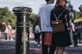 Royal cypher of HM the Queen Elizabeth II EIIR on a post outside Buckingham Palace, London, UK Royalty Free Stock Photo