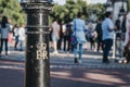 Royal cypher of HM the Queen Elizabeth II EIIR on a post outside Buckingham Palace, London, UK