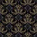 Royal 3d Baroque seamless pattern. Vintage vector ornate background. Luxury tapestry wallpaper. Antique grunge embroidered kingly