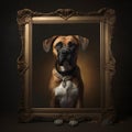 Royal dog portrait in a frame. Created with generative AI Royalty Free Stock Photo