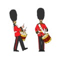 A royal drummer wearing a bearskin hat. Festive military band.