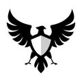 Royal eagle crest logo. Hawk shield icon. Falcon heraldry symbol. Luxury brand monogram label