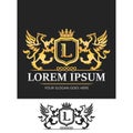 Letter L Logo Griffin Heraldic King Crown clipart