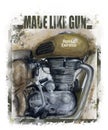 Royal Enfield Bullet Oil Painting Illustration.