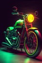 royal enfield with neon effect image generative AI