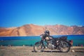 royal enfield with pangong lake