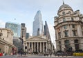 The Royal Exchange and Bank of England, City of London Royalty Free Stock Photo