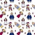 Royal family with jester fun graphic pattern