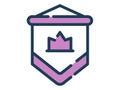 Royal flag crown king single isolated icon with dash or dashed line style Royalty Free Stock Photo