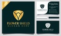 Royal Flower Shield logo design vector illustration, minimalist elegant, modern company business card template Royalty Free Stock Photo