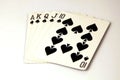 Royal flush cards poker hand with the spades suit Royalty Free Stock Photo