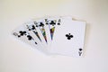 Royal Flush - Clubs - Deck of Playing Cards Royalty Free Stock Photo