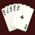 Royal Flush of clubs - playing cards vector illustration Royalty Free Stock Photo