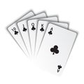 A royal flush of clubs on white background, winning hands of poker cards, casino playing cards Royalty Free Stock Photo